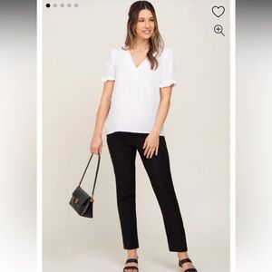 PinkBlush Black Stretchy Slim Fit Crop Maternity Dress Pants Large